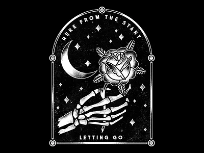 Here From The Start-Rose grave moon rose skeleton stars tattoo tombstone white