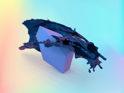 Black Milk 3d black chrystal gradient liquid milk polygon rendering