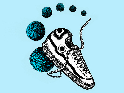 Shoe Cycle illustration stipple