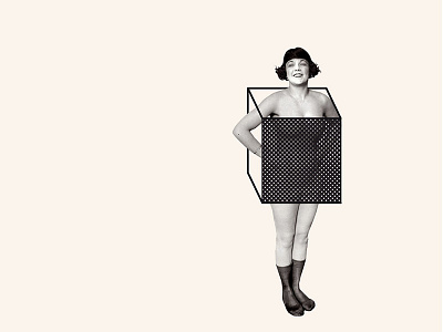 Secret collage collageart isometric mystery naked woman