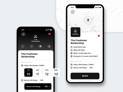 The Freshmen Barberhshop iphoneX UI design uidesign