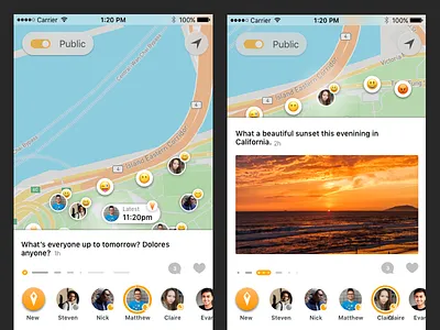 Flare App Indexed Pagination content ephemeral friends ios navigation story swipe time timeline ui update ux