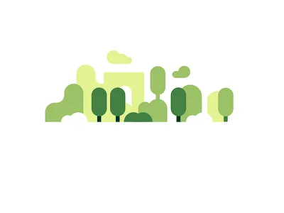 Garden arch cloud flat garden green minimal simple tree