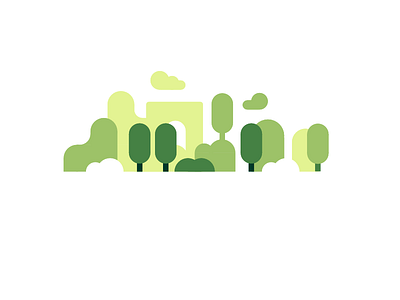 Garden arch cloud flat garden green minimal simple tree