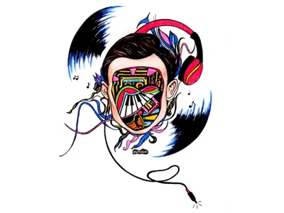 Sound Head abstract art concept design drawing graphic illustration music shrutillusion sketch sound symphony