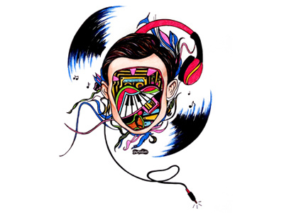 Sound Head abstract art concept design drawing graphic illustration music shrutillusion sketch sound symphony