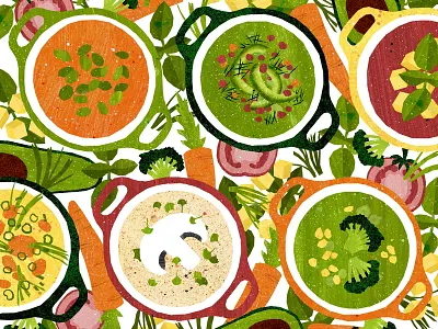 Soups delicious food illustration soups vegan vegetables veggie winter