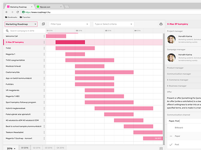 T-Roadmap interface internal magenta marketing material roadmap ui ux webapp