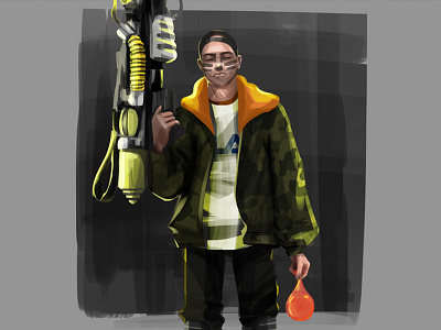 Waterbender art artwork digital gun illustration water