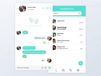Direct messaging - Daily Ui 13 13 app chat clean daily ui daily ui challenge direct messaging green interface message messaging app ui