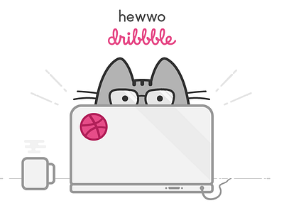 Pusheen Hello Dribbble coffee designer hello dribbble laptop pusheen thank you