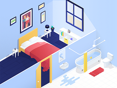 Bedroom En Suite bathroom bedroom isometric room