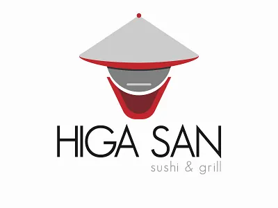 HIGA SAN design flat grill japanese logo minimal modern red sushi