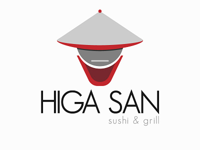 HIGA SAN design flat grill japanese logo minimal modern red sushi