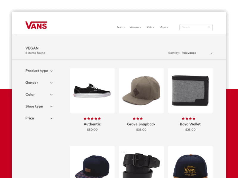 Vans — Website redesign concept [1/3] after effects animated animation minimalism principle redesign sketch typography ui ux vans website