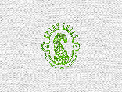 Spiky Tails branding frame green illustration mock scale spike tail typography