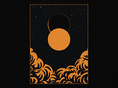 New Moon & The Setting Sun clouds drawing hand drawn illustration moon sky space stars texture vintage