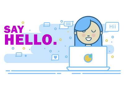 Twitter Say Hello blog post character girl hello hi laptop new say social