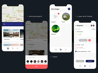 Entur - Social Travel Proposal app bekk competition entur interface iphone x mobile travel ux uxcup