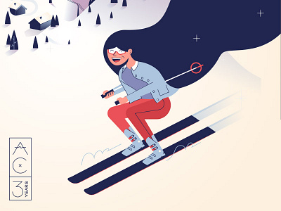 3 year print 3 years a illustration ski