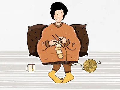 Knitting evening girl hobby knitting