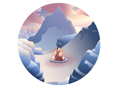 Horizon Zero Dawn fan art campfire digital fan art game horizon zero dawn landscape snow