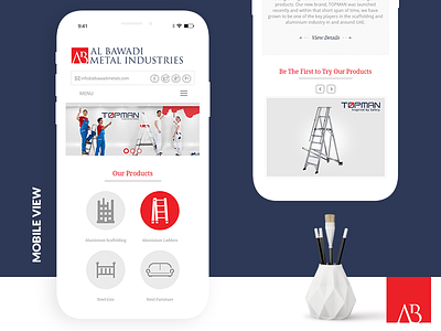 Al Bawadi Metal Industries Website Mobile View icon design metal industries website mobile devices mobile website modern website parallax website red simple website ui design web design website design website mockup