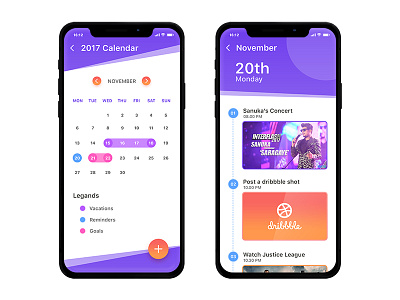 Calendar App android calendar events ios iphonex reminder ui ux