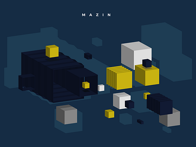 Personal website design animation blue cubes landing website yellow