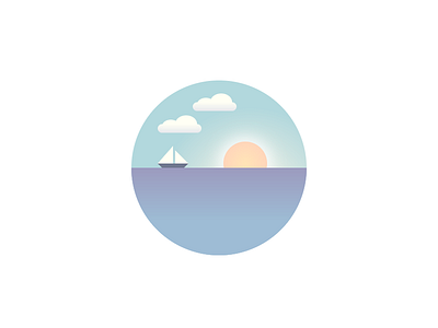 Ocean beach boat clean clouds codevember icon ocean sun water