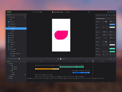 Flow. Dark Theme. animation app dark design interface macos os prototype theme tool ui ux