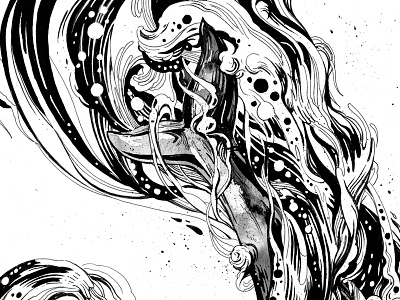 Big Fish Ink Process black and white book art book cover bubbles fish illustration ink vermillion sands water
