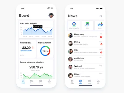 Financial information design 11 card flat information ios