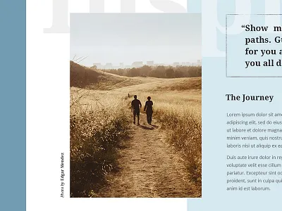 Inspiration - 1/3 blue bold clean interactive journey layout minimal path photography typography ui