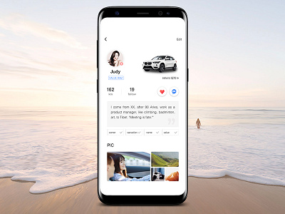 A car owner personal center page. profile