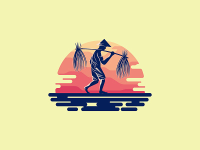 Work hard (farmer) beq brand farmer forsale logo mark nature sale sunset