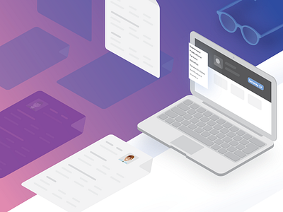 Generate CV cv illustration isometric laptop resume