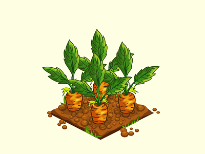 Harvest Time 2d carrot design digital drawing farmer game gameart gameillustration harvest isometric vector