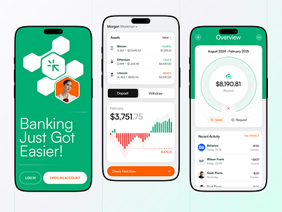 Finance - Mobile App app app ui bank app banking branding ewallet financial mobile app money money transfer on boarding payment saas savings statistics transaction ui