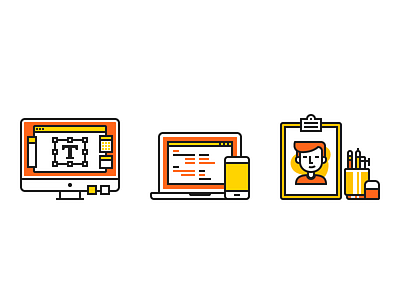 Portfolio Illustration #1 graphic designer guireis icon illustration orange ui yellow