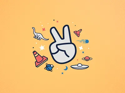 Random Symbols comet dinosaur moon neptune peace saturn stars traffic ufo