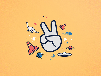 Random Symbols comet dinosaur moon neptune peace saturn stars traffic ufo