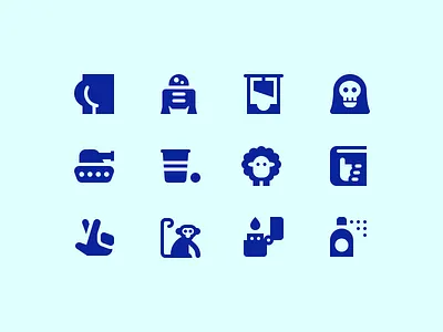 Eclectic Icons beer pong butt fingers crossed grim reaper guillotine hitchhikers guide to the galaxy icon monkey r2d2 sheep symbolicons tank