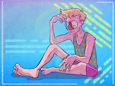 Pink Short Smoker blonde cigarette glasses neon pineapples pink shorts