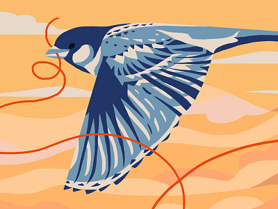 Blue bird bird editorial freedom illustration pattern red thread sparrow