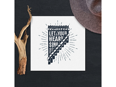 Let your heart sing badge grunge hipster logo music typography vintage