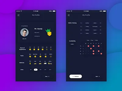 User Profile Exploration app clean color dark mobile modern profile search trendy ui