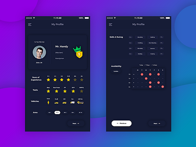 User Profile Exploration app clean color dark mobile modern profile search trendy ui