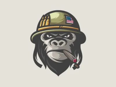 Munyuk ape gorilla logo military monkey usa