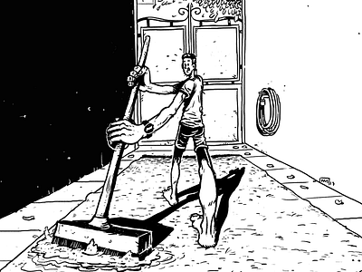 #mylifeillustrations: washing the carpet blackandwhite carpet cartoon comic washing